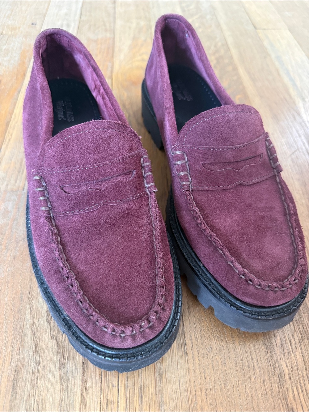 G.H. Bass & Co. Women's Suede Penny Loafers in Wine